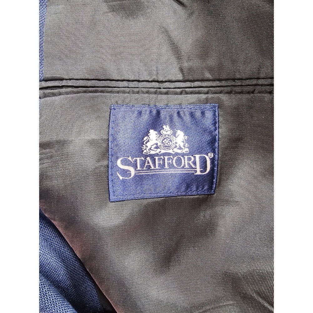 Stafford Blazer Jacket Mens XL Blue Formal Business Notch Lapel 2 Gold Button - Picture 9 of 16